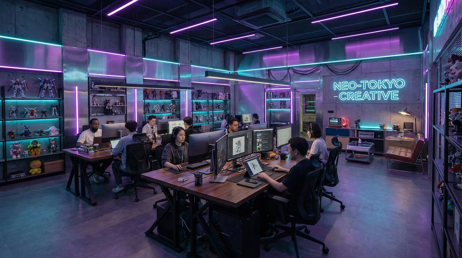 每日大赛官网入口团队赛博朋克风格创意办公室环境